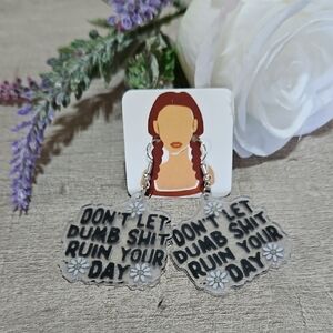 Clear 🎁 Statement Earrings with Floral Design Encouragement & Playful